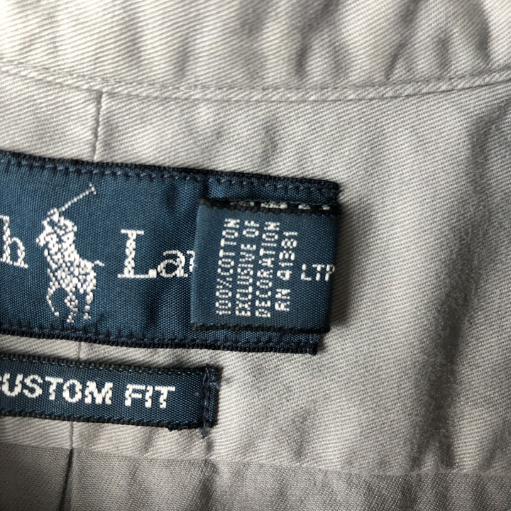 Ralph Lauren CUSTOM FIT long sleeve button down shirt, men's XL size cotton gray type Vintage Second Hand
