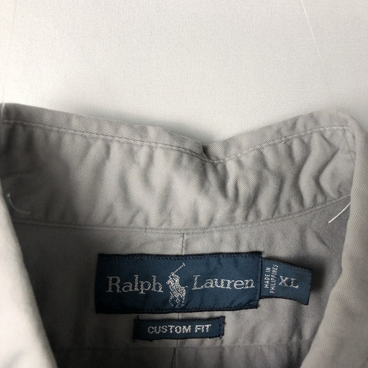 Ralph Lauren CUSTOM FIT long sleeve button down shirt, men's XL size cotton gray type Vintage Second Hand