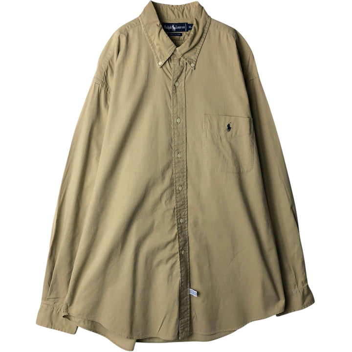 Ralph Lauren long sleeve button down shirt, men's XL size cotton Beige type Vintage Second Hand