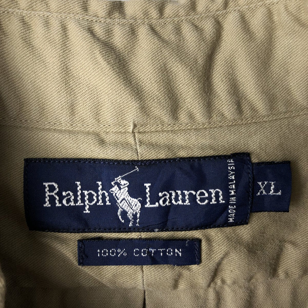 Ralph Lauren long sleeve button down shirt, men's XL size cotton Beige type Vintage Second Hand