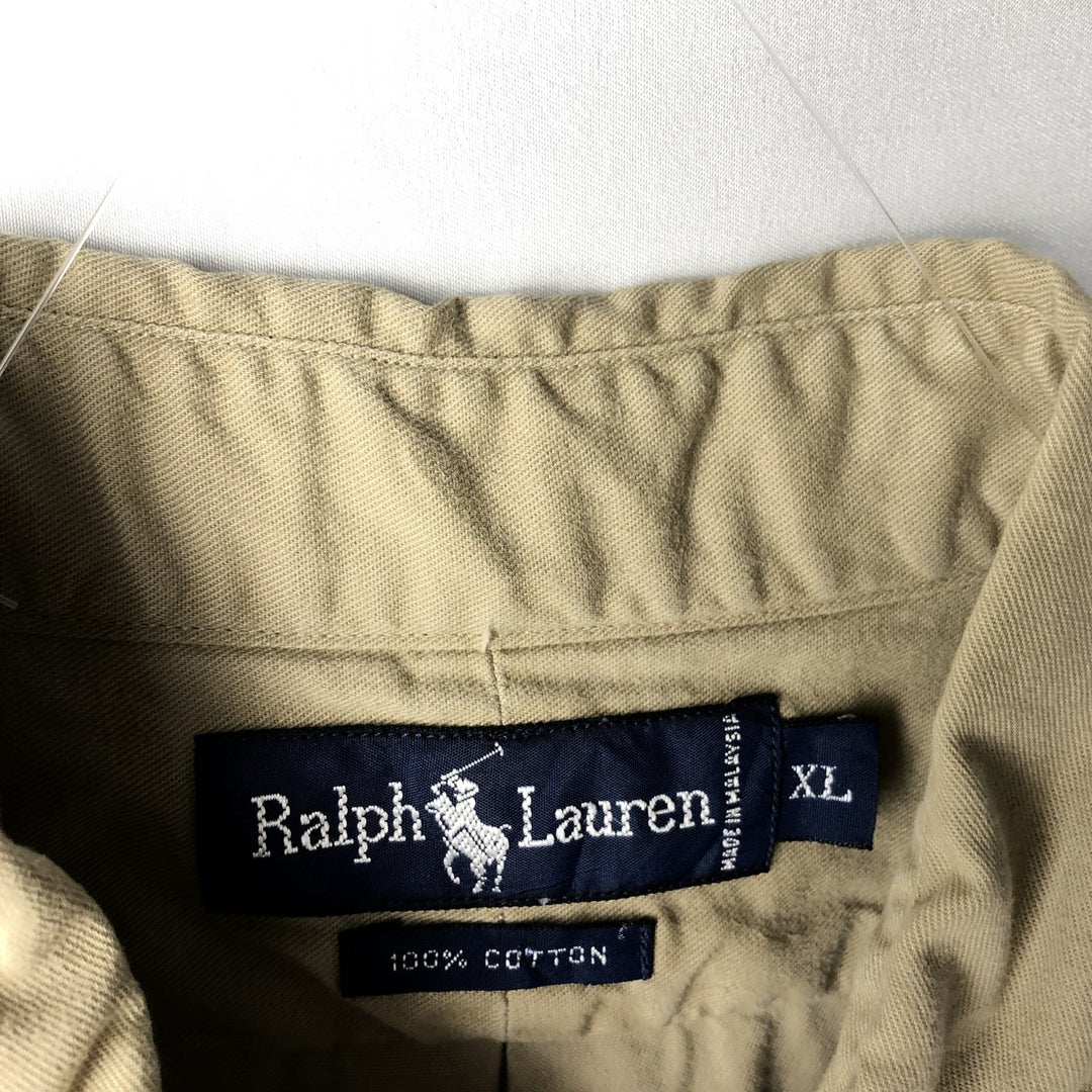 Ralph Lauren long sleeve button down shirt, men's XL size cotton Beige type Vintage Second Hand