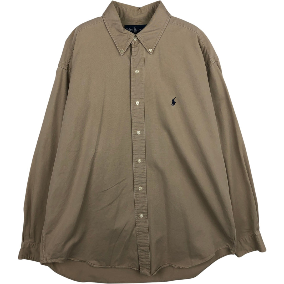 Ralph Lauren BLAKE long sleeve button down shirt, men's size L cotton Beige type Vintage Second Hand
