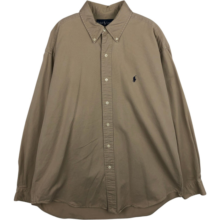 Ralph Lauren BLAKE long sleeve button down shirt, men's size L cotton Beige type Vintage Second Hand