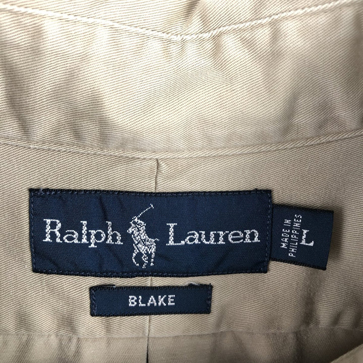 Ralph Lauren BLAKE long sleeve button down shirt, men's size L cotton Beige type Vintage Second Hand