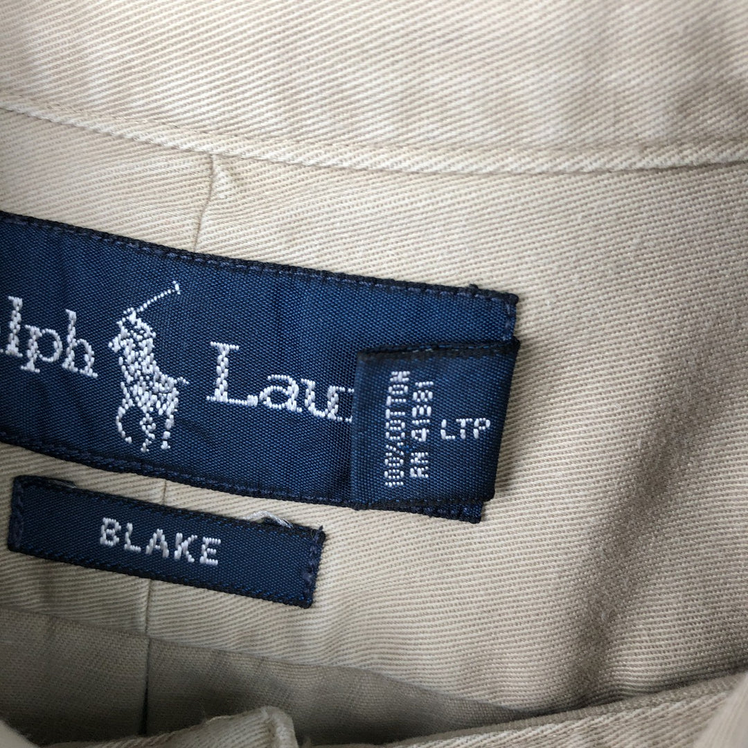 Ralph Lauren BLAKE long sleeve button down shirt, men's size L cotton Beige type Vintage Second Hand