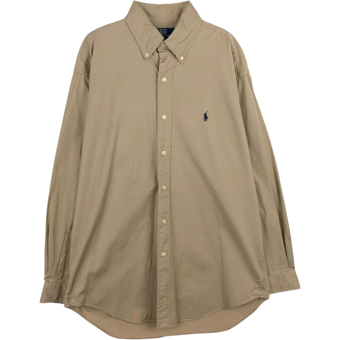 Ralph Lauren BLAKE long sleeve button down shirt, men's size M cotton Beige type Vintage Second Hand