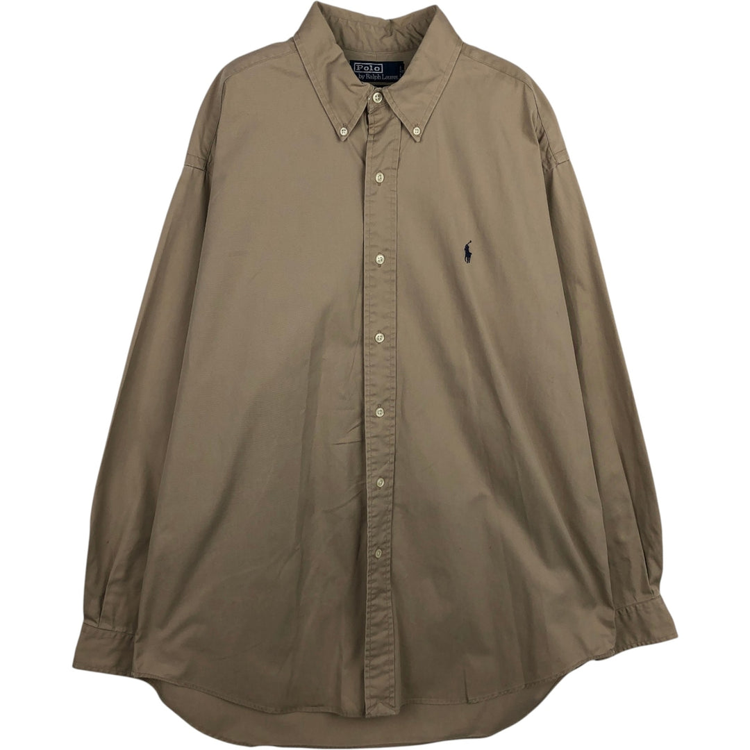 Ralph Lauren BLAKE long sleeve button down shirt, men's size L cotton Beige type Vintage Second Hand