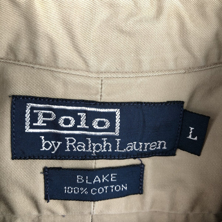 Ralph Lauren BLAKE long sleeve button down shirt, men's size L cotton Beige type Vintage Second Hand