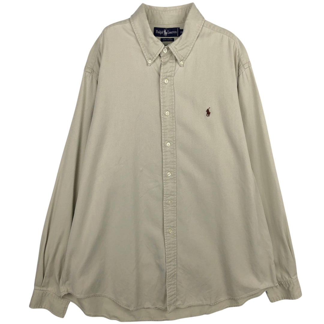 Ralph Lauren long sleeve button down shirt, men's XXL size cotton Beige type Vintage Second Hand