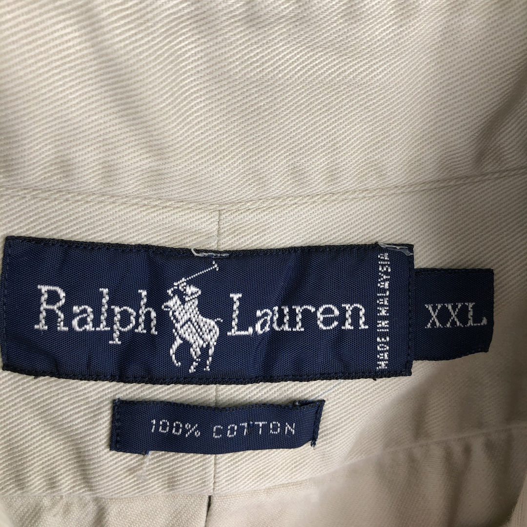 Ralph Lauren long sleeve button down shirt, men's XXL size cotton Beige type Vintage Second Hand