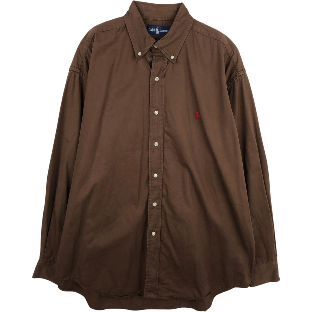 Ralph Lauren BLAKE long sleeve button down shirt, men's XL size cotton brown type Vintage Second Hand