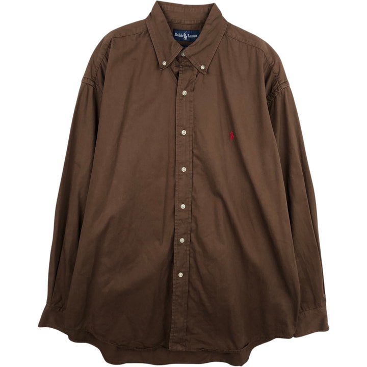 Ralph Lauren BLAKE long sleeve button down shirt, men's XL size cotton brown type Vintage Second Hand