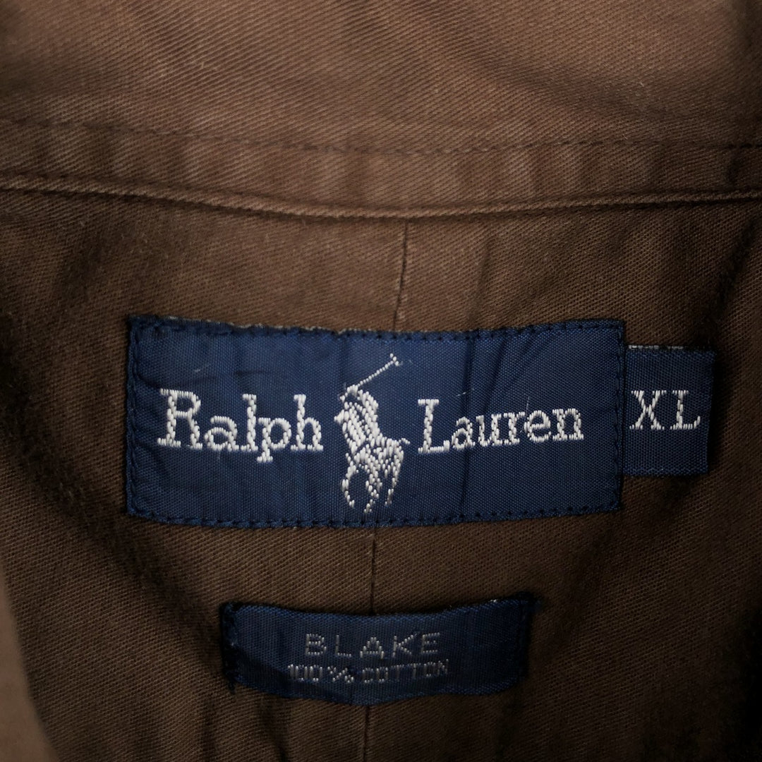 Ralph Lauren BLAKE long sleeve button down shirt, men's XL size cotton brown type Vintage Second Hand