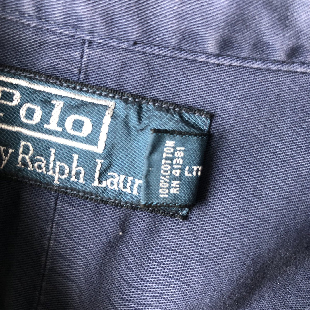 Ralph Lauren POLO by Ralph Lauren long-sleeved cotton shirt, men's size M cotton navy blue type Vintage Second Hand