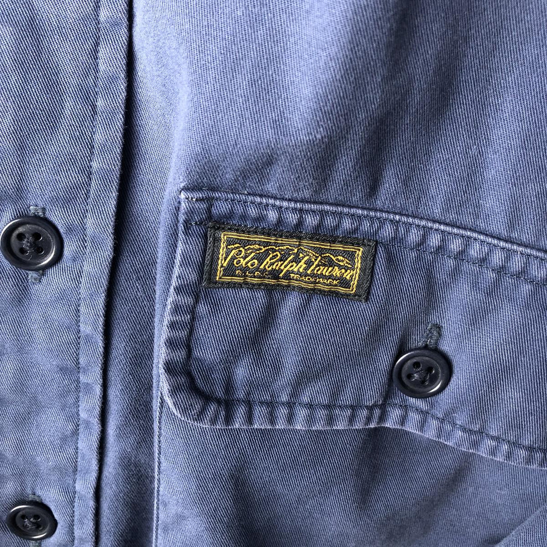 Ralph Lauren POLO by Ralph Lauren long-sleeved cotton shirt, men's size M cotton navy blue type Vintage Second Hand