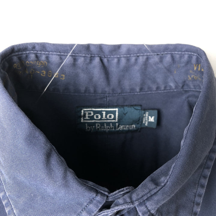 Ralph Lauren POLO by Ralph Lauren long-sleeved cotton shirt, men's size M cotton navy blue type Vintage Second Hand