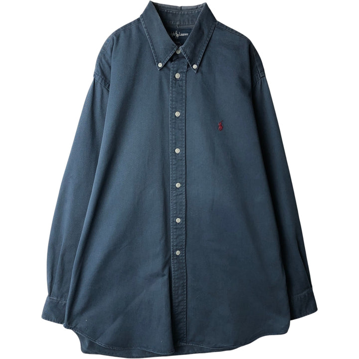 Ralph Lauren BLAIRE long sleeve button down shirt, men's XL size cotton navy blue type Vintage Second Hand