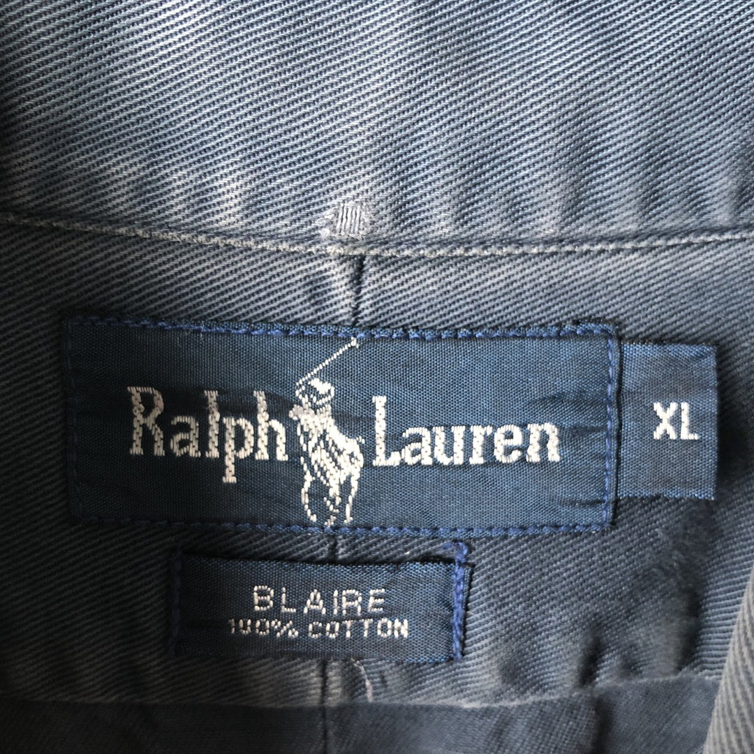 Ralph Lauren BLAIRE long sleeve button down shirt, men's XL size cotton navy blue type Vintage Second Hand