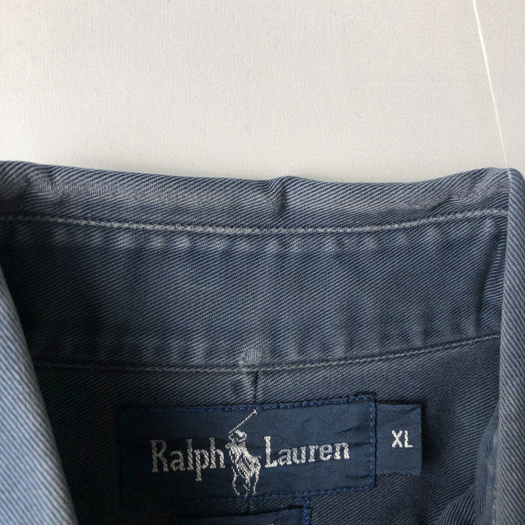 Ralph Lauren BLAIRE long sleeve button down shirt, men's XL size cotton navy blue type Vintage Second Hand
