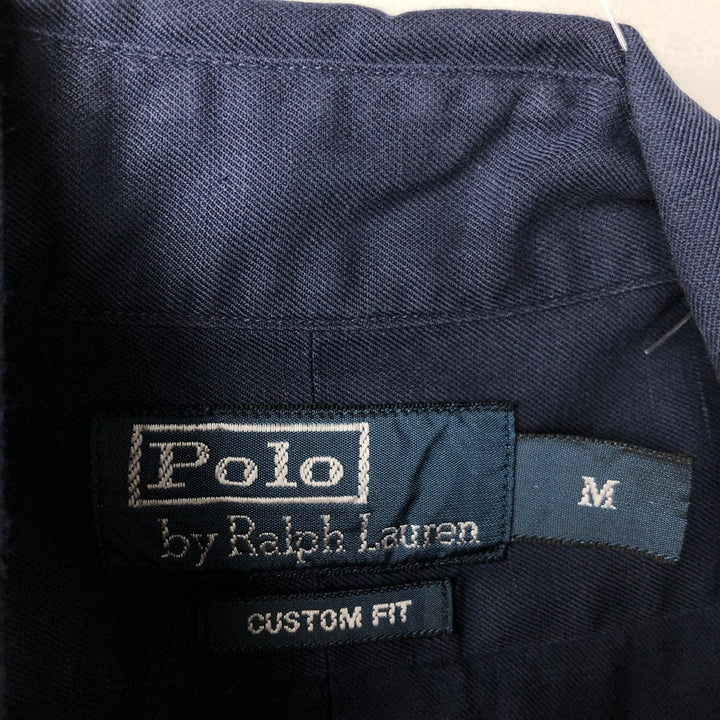 Ralph Lauren CUSTOM FIT long sleeve button down shirt, men's size M cotton navy blue type Vintage Second Hand