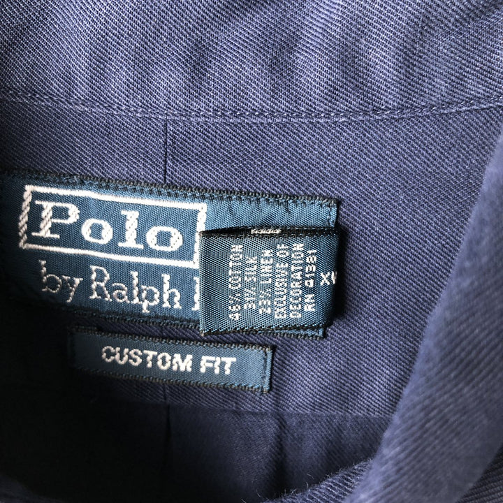 Ralph Lauren CUSTOM FIT long sleeve button down shirt, men's size M cotton navy blue type Vintage Second Hand