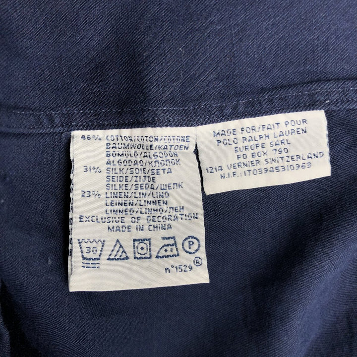 Ralph Lauren CUSTOM FIT long sleeve button down shirt, men's size M cotton navy blue type Vintage Second Hand
