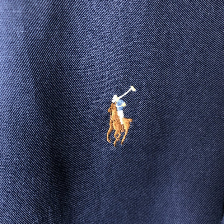 Ralph Lauren CUSTOM FIT long sleeve button down shirt, men's size M cotton navy blue type Vintage Second Hand