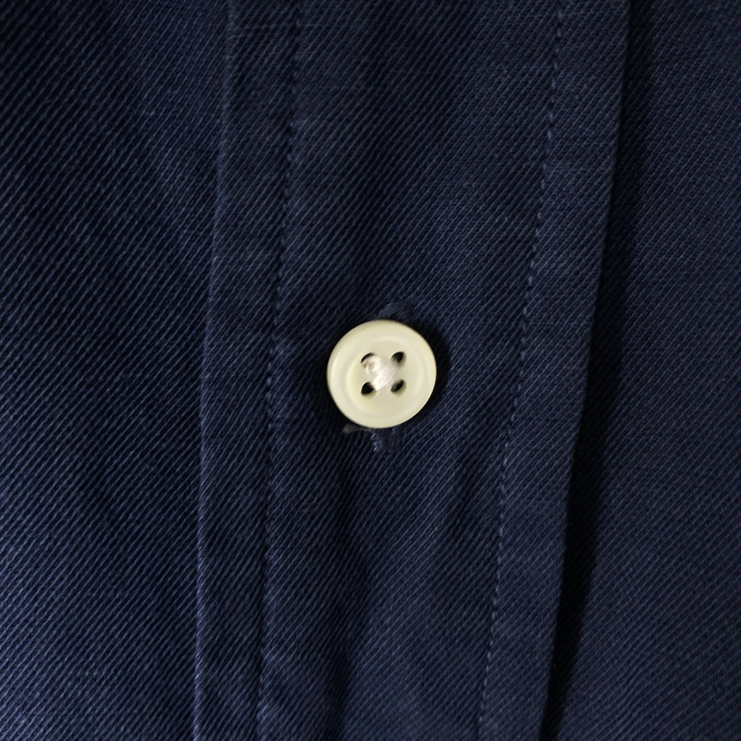 Ralph Lauren CUSTOM FIT long sleeve button down shirt, men's size M cotton navy blue type Vintage Second Hand