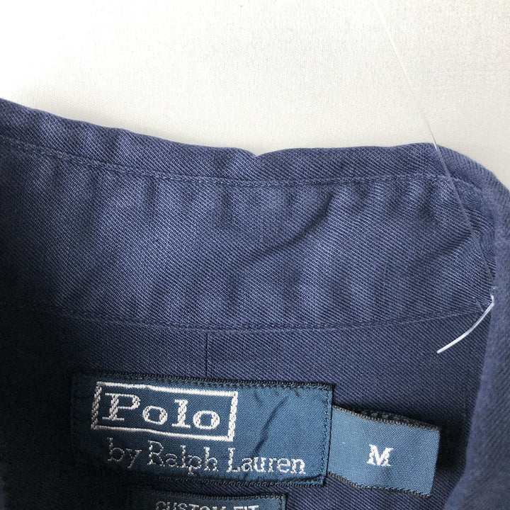 Ralph Lauren CUSTOM FIT long sleeve button down shirt, men's size M cotton navy blue type Vintage Second Hand