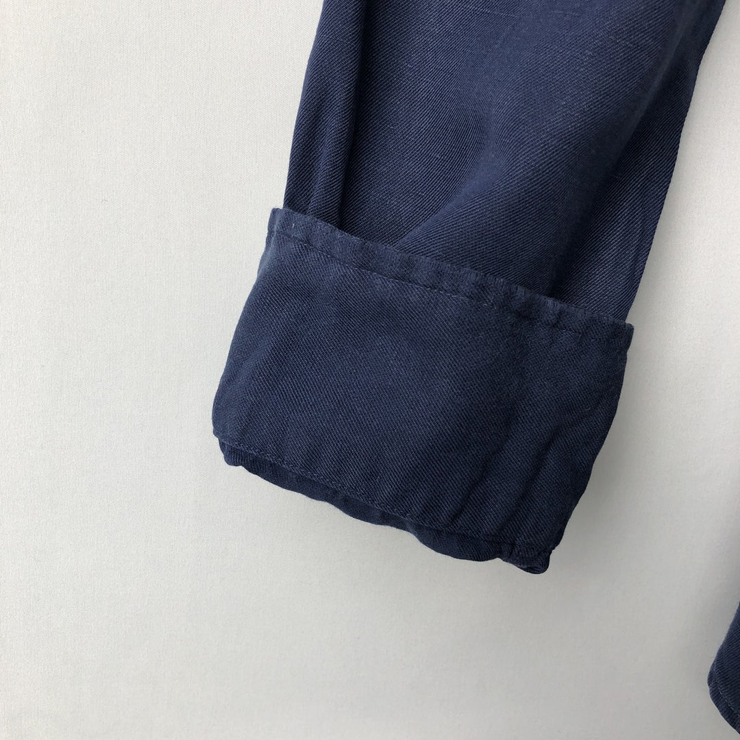 Ralph Lauren CUSTOM FIT long sleeve button down shirt, men's size M cotton navy blue type Vintage Second Hand