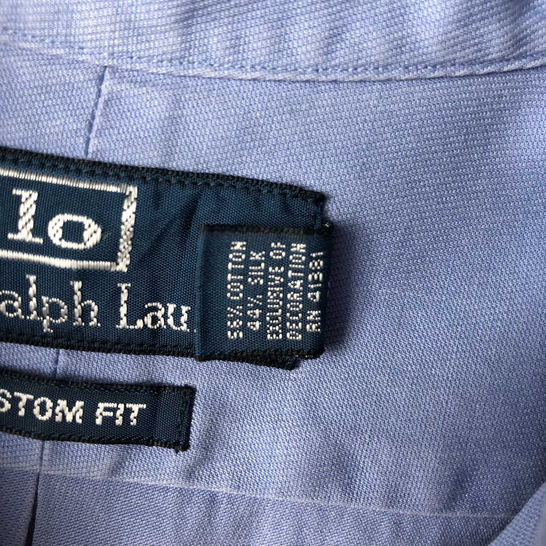 Ralph Lauren Custom Fit Long Sleeve Button Down Shirt Men's XXL cotton Blue type light blue Vintage Second Hand