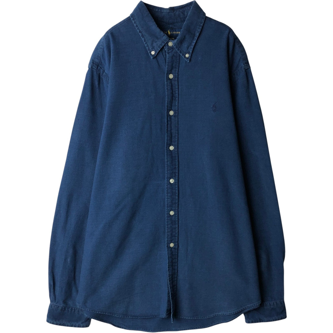 Ralph Lauren INDIGO OXFORD Long-Sleeve Button-Down Shirt, Men's Size L (approx.) cotton navy blue type Vintage Second Hand
