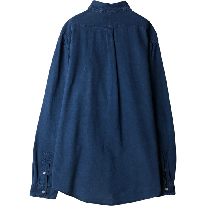Ralph Lauren INDIGO OXFORD Long-Sleeve Button-Down Shirt, Men's Size L (approx.) cotton navy blue type Vintage Second Hand