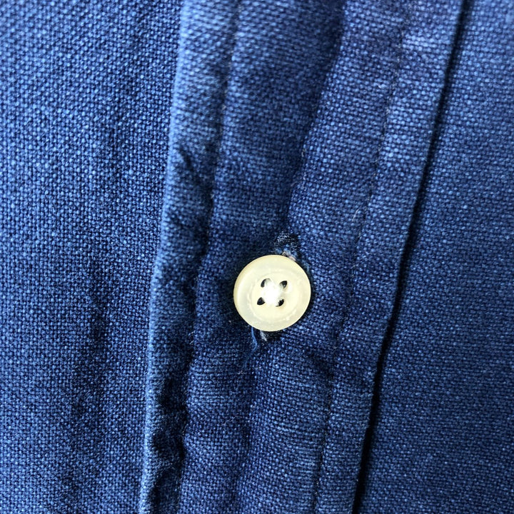 Ralph Lauren INDIGO OXFORD Long-Sleeve Button-Down Shirt, Men's Size L (approx.) cotton navy blue type Vintage Second Hand