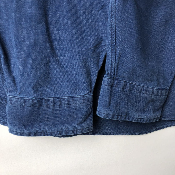 Ralph Lauren INDIGO OXFORD Long-Sleeve Button-Down Shirt, Men's Size L (approx.) cotton navy blue type Vintage Second Hand