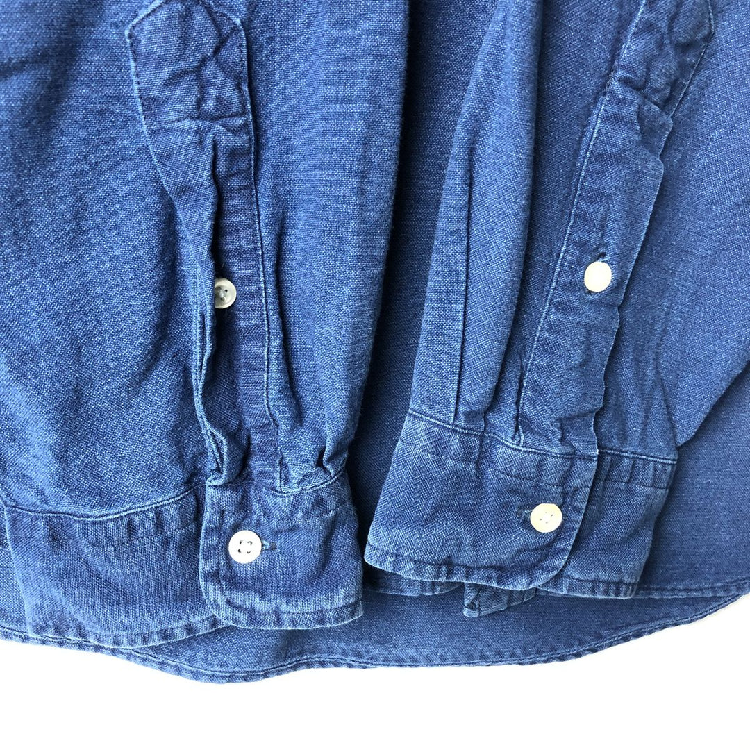 Ralph Lauren INDIGO OXFORD Long-Sleeve Button-Down Shirt, Men's Size L (approx.) cotton navy blue type Vintage Second Hand