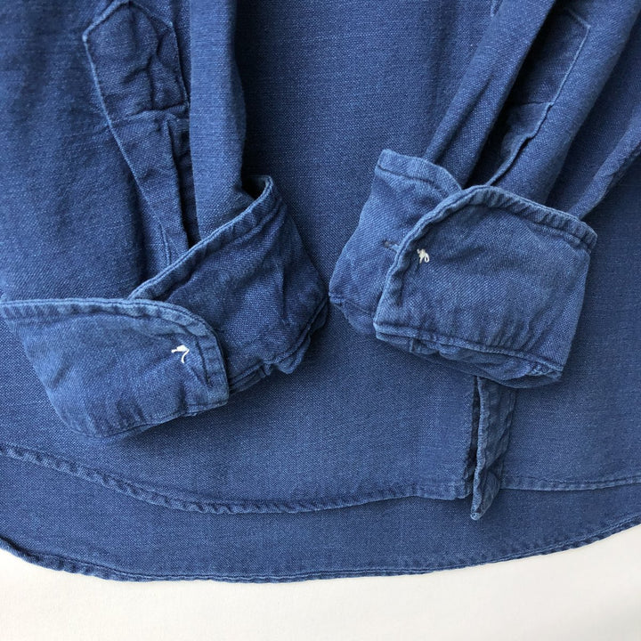 Ralph Lauren INDIGO OXFORD Long-Sleeve Button-Down Shirt, Men's Size L (approx.) cotton navy blue type Vintage Second Hand