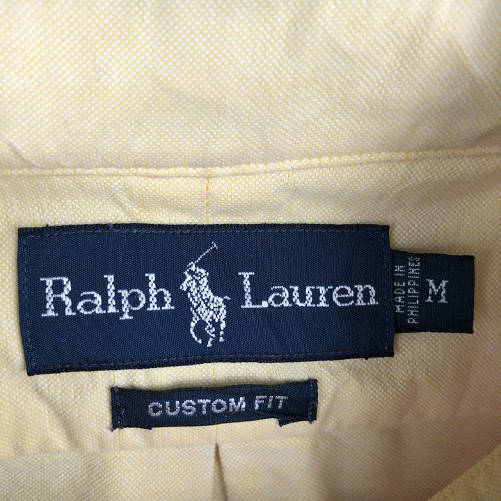 Ralph Lauren CUSTOM FIT Crazy Pattern Long-Sleeve Button-Down Shirt, Men's Size M (approx.) cotton Blue type light blue Vintage Second Hand