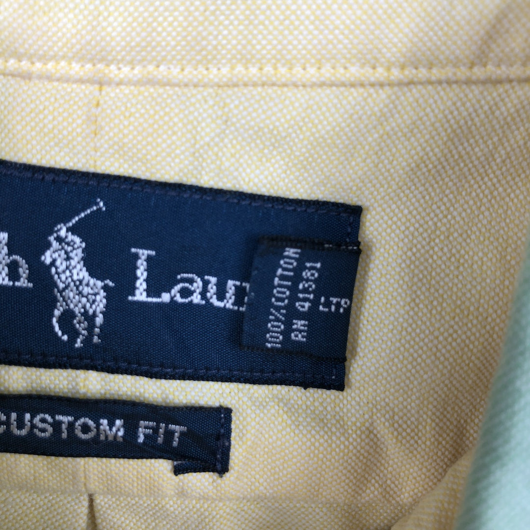 Ralph Lauren CUSTOM FIT Crazy Pattern Long-Sleeve Button-Down Shirt, Men's Size M (approx.) cotton Blue type light blue Vintage Second Hand