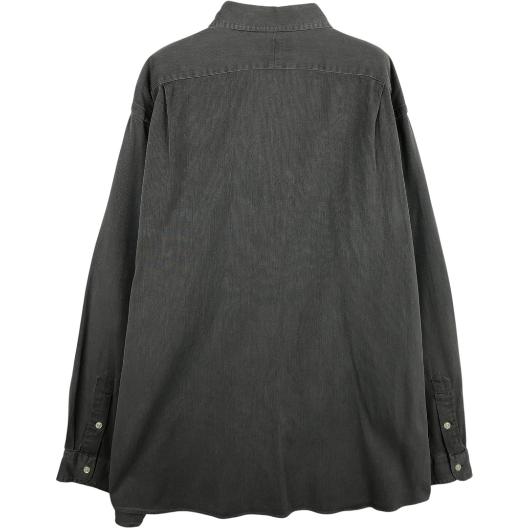 Ralph Lauren MARLOWE Long-Sleeve Silk x Cotton Shirt, Men's Size XL (approx.) silk gray type Vintage Second Hand
