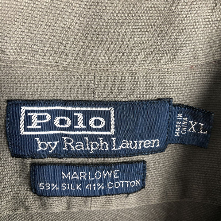 Ralph Lauren MARLOWE Long-Sleeve Silk x Cotton Shirt, Men's Size XL (approx.) silk gray type Vintage Second Hand