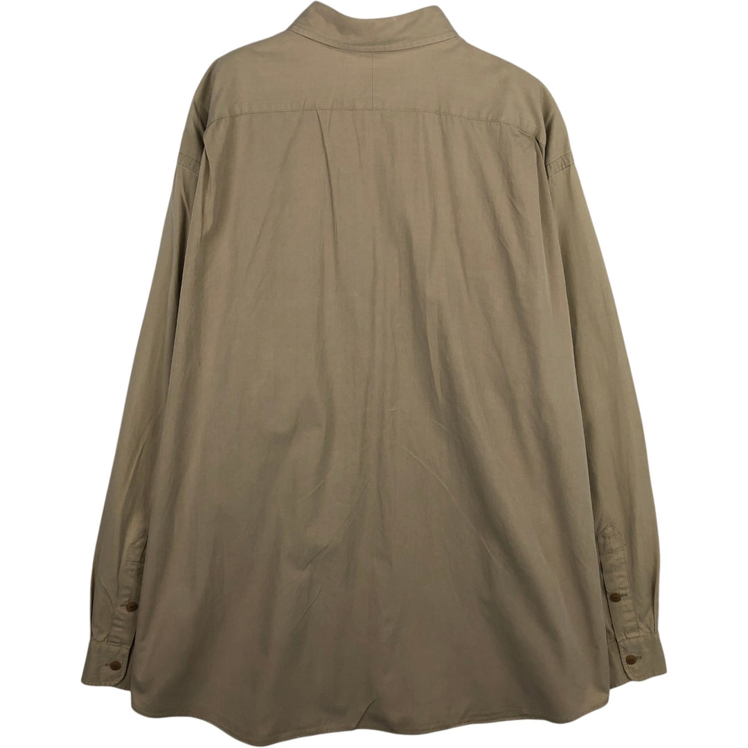 Ralph Lauren POLO by Ralph Lauren Long-Sleeve Cotton x Silk Shirt, Men's Size XXL (approx.) cotton beige type brown Vintage Second Hand