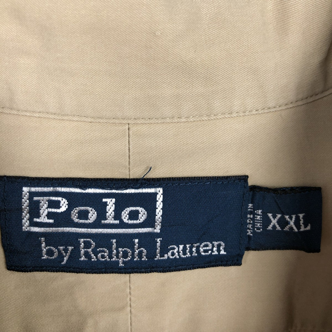 Ralph Lauren POLO by Ralph Lauren Long-Sleeve Cotton x Silk Shirt, Men's Size XXL (approx.) cotton beige type brown Vintage Second Hand