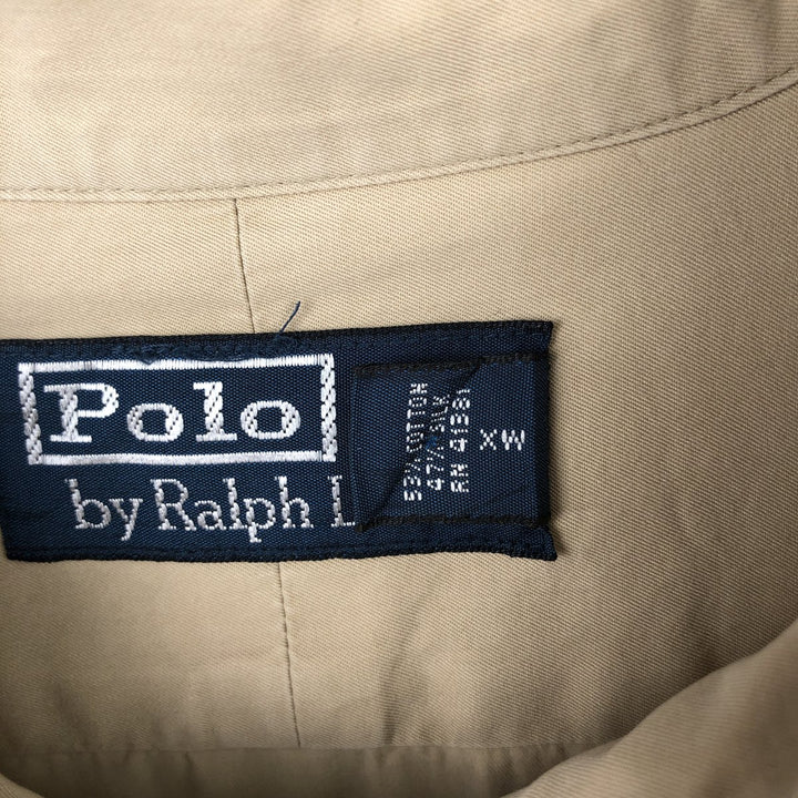 Ralph Lauren POLO by Ralph Lauren Long-Sleeve Cotton x Silk Shirt, Men's Size XXL (approx.) cotton beige type brown Vintage Second Hand