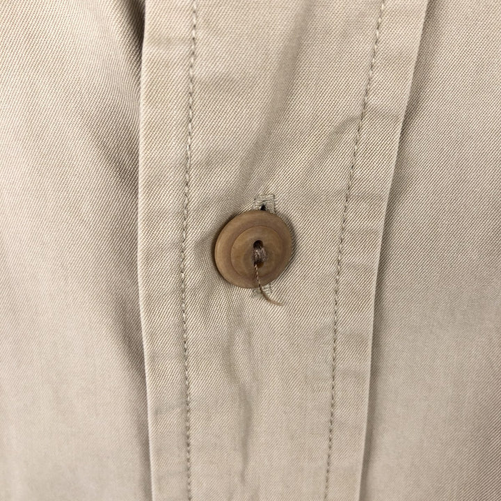 Ralph Lauren POLO by Ralph Lauren Long-Sleeve Cotton x Silk Shirt, Men's Size XXL (approx.) cotton beige type brown Vintage Second Hand