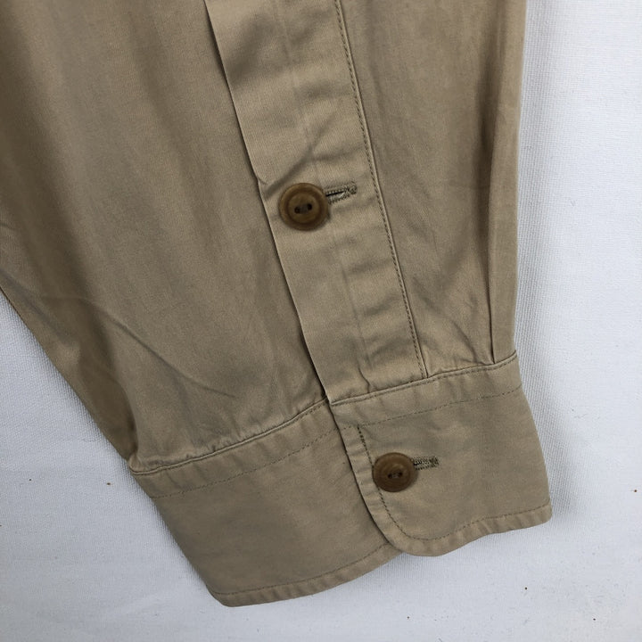 Ralph Lauren POLO by Ralph Lauren Long-Sleeve Cotton x Silk Shirt, Men's Size XXL (approx.) cotton beige type brown Vintage Second Hand