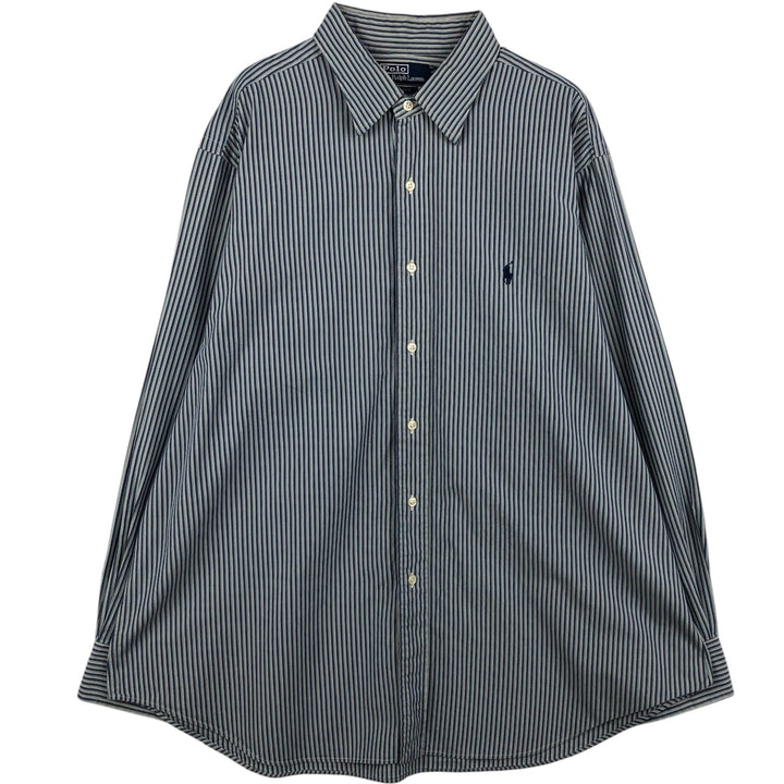 Ralph Lauren ALCOTT Long-Sleeve Cotton Stripe Shirt, Men's Size XL (approx.) cotton blue type Vintage Second Hand