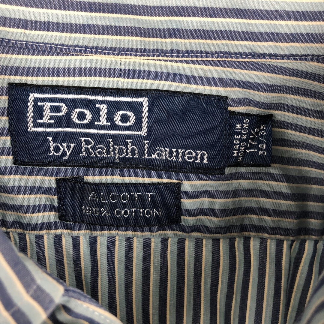 Ralph Lauren ALCOTT Long-Sleeve Cotton Stripe Shirt, Men's Size XL (approx.) cotton blue type Vintage Second Hand
