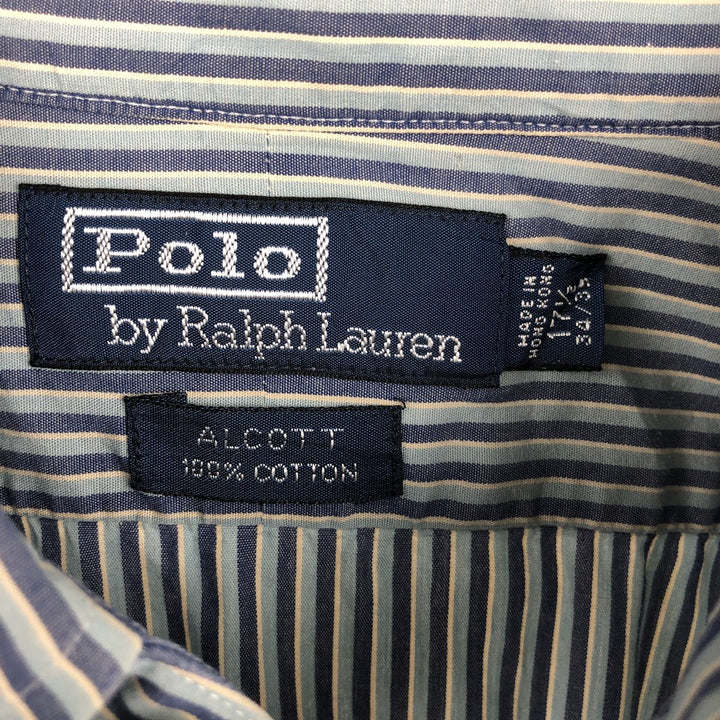 Ralph Lauren ALCOTT Long-Sleeve Cotton Stripe Shirt, Men's Size XL (approx.) cotton blue type Vintage Second Hand
