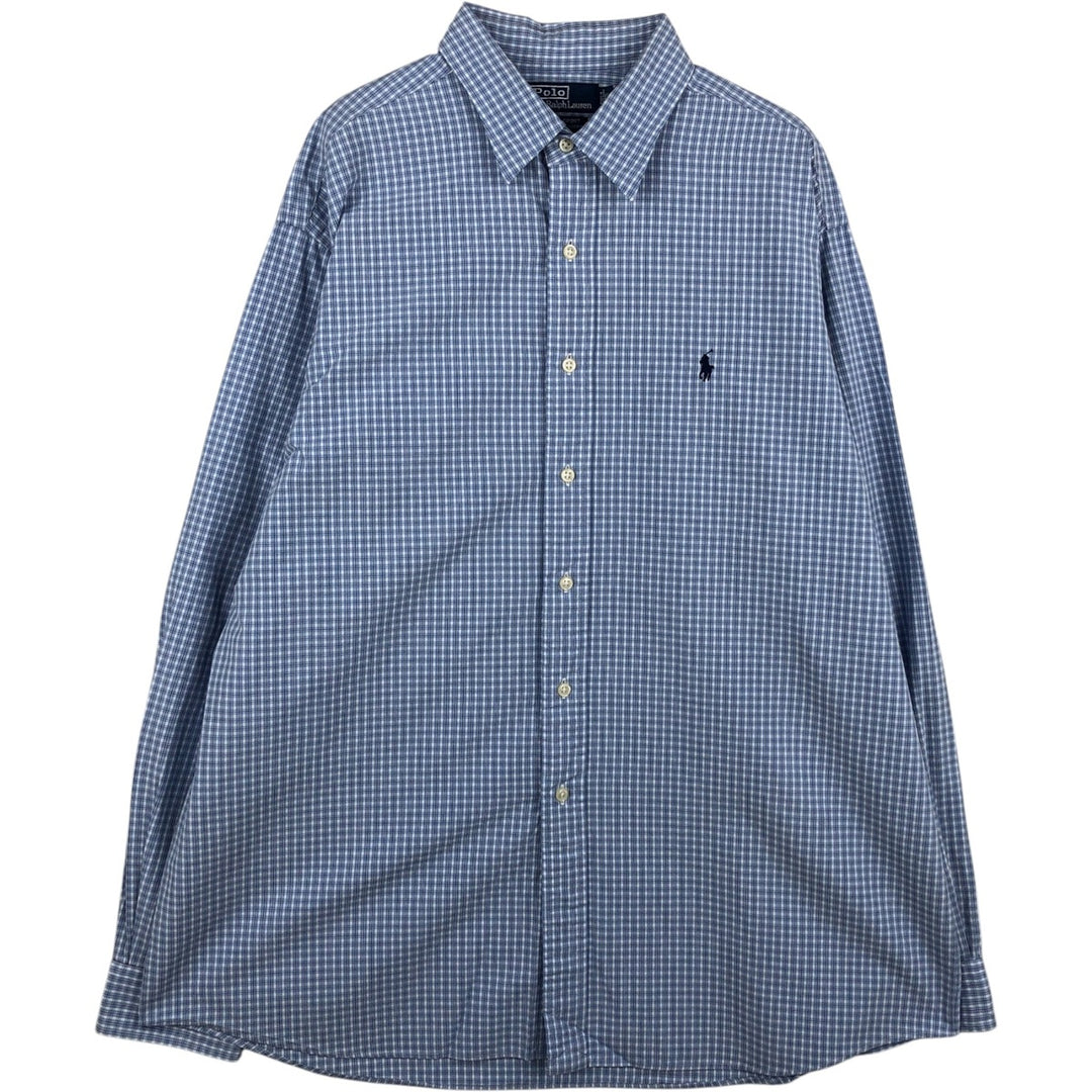 Ralph Lauren POLO by Ralph Lauren LOWELL SPORT long-sleeved cotton check shirt, men's size XL cotton blue type Vintage Second Hand